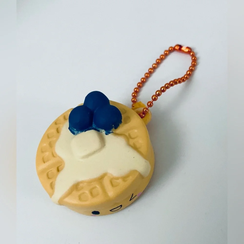 Cute Waffle Keychain with Blueberries